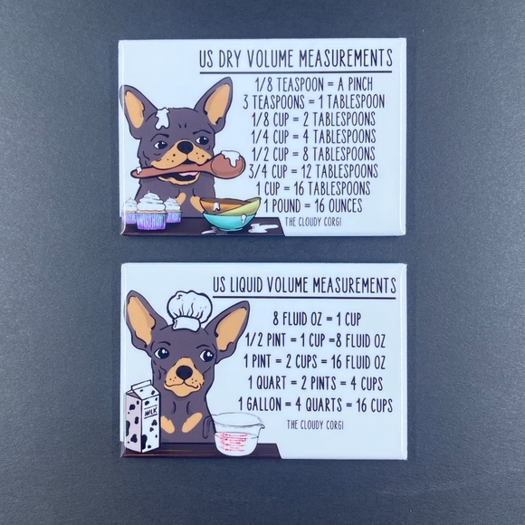 Black and Tan Chihuahua Dog Measuring Chart Magnet Set Kitchen Cooking Baking - Picture 4 of 4
